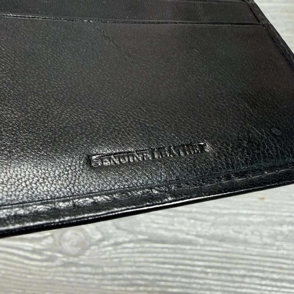 The Savile Row Company London Glossy Black Bifold Leather Wallet - Made in India
